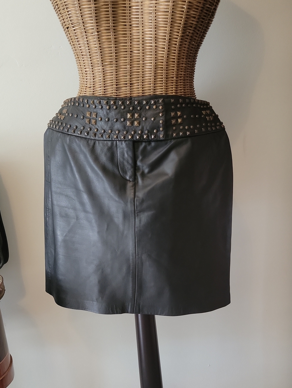 Vintage Cache Lambskin Leather Skirt sz6  BinW